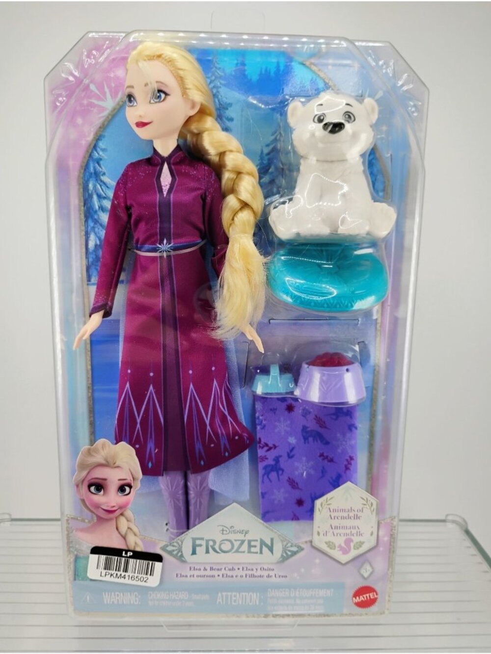 Disney Frozen Elsa Doll & Bear Cub Playset By Mattel New